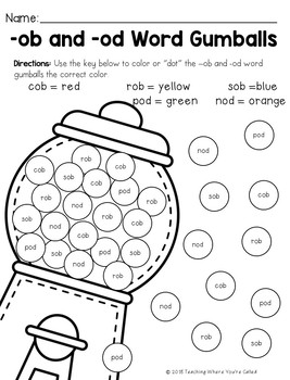 CVC -ob and -od Words by Teaching Where You're Called | TpT