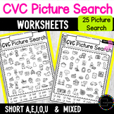 CVC phonics Picture Search I Spy Read and Find Worksheet Puzzles