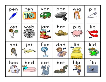 CVC picture and word cards by Miss Michelle's Kindergarten Printables