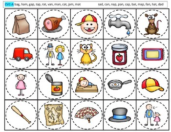 Preview of CVC picture cards for medial short vowels
