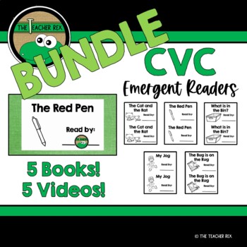 Preview of CVC (short a, e, i, o, u) - emergent readers (5 Books and 5 Videos)