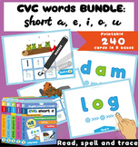 CVC short vowels words| Read, spell, trace | 240 cards | B