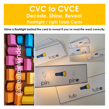 Preview of CVC to CVCE Decode Shine Reveal - Magic E / Silent E - Flashlight / Light Table