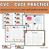 CVC to CVCe Bundle (Worksheets, Small Group Centers, Spell