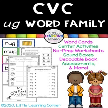 Preview of CVC ug Word Family Packet ~ Short u word families