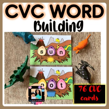 Preview of CVC word Building | Dinosaur CVC Word Practice Mats(Reading)