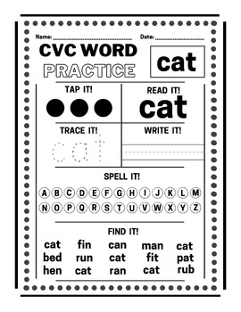 Preview of CVC word practice worksheet
