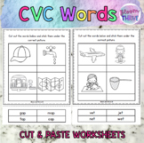 CVC words Cut and Paste Words NO PREP worksheets