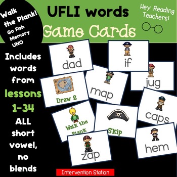 Preview of CVC short vowel words Game Cards 4 games Aligned with UFLI lessons 1-34 