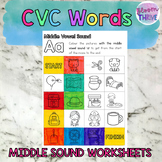 CVC words | Middle Sound Identification | NO PREP workshee