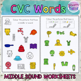 CVC words | Middle Sound Identification | NO PREP workshee