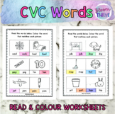 CVC words Read and Colour NO PREP worksheets