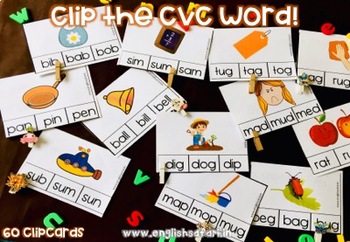 Preview of CVC words clipcards