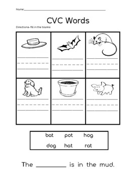 CVC words- fill in the blank by KinderKealey | TPT