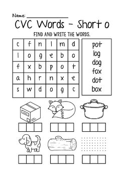 CVC words searching practice worksheet ,NO PREP by Ajarn Jaidee | TPT