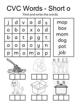 CVC words worksheet phonic Short a e i o u activities for kindergarten Prek