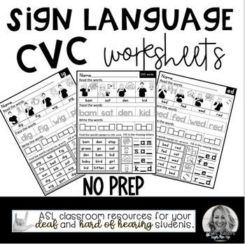 Preview of CVC worksheets | Sign Language