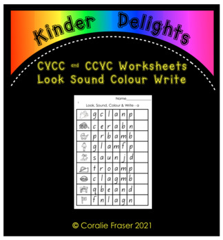 Preview of CVCC & CCVC Worksheets Look Sound Color Write