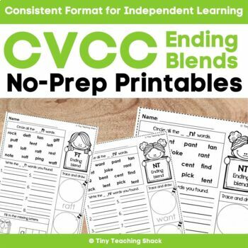 Preview of CVCC Ending Blends Phonics Worksheets - Phonics Review Daily Morning Work