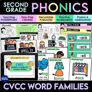 Preview of Phonics Word Families CVCC | Minilessons, Centers, Passages, Worksheets