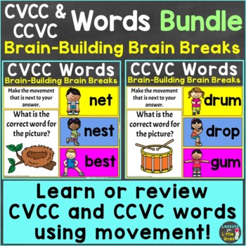 Preview of CVCC Words & CCVC Words with Brain Breaks Bundle Google Slides & PowerPoint