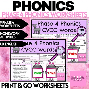 Preview of CVCC Words Phonics Phase 4 Workbooks Bundle