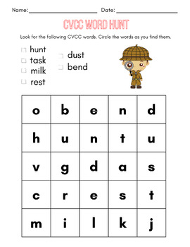Preview of CVCC word hunt