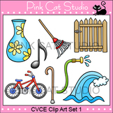 CVCE Clip Art Set 1 - bike, cane, gate, hose, note, rake, 