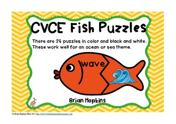 Preview of CVCE Phonics Puzzles - Literacy Center with Fish Theme