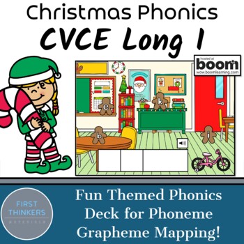 Preview of CVCE Long I Phoneme Grapheme Mapping Winter Christmas Boom Cards