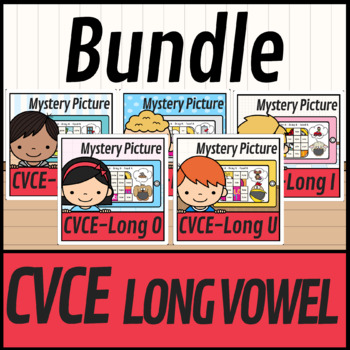 Preview of CVCE Long Vowels Mystery Picture Bundle | Boom Cards Distance Learning