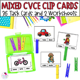 CVCE Words Long Vowels - Phonics Review Clip Cards and Wor