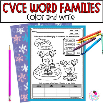 Preview of CVCE - Winter Phonics - Long Vowels - Word Families Worksheets