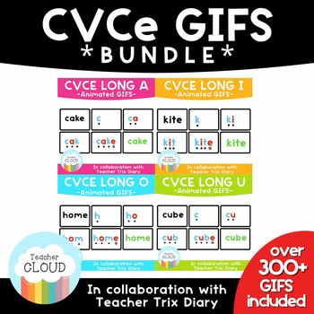 Preview of CVCE Words GIFS Growing BUNDLE ($26 value)