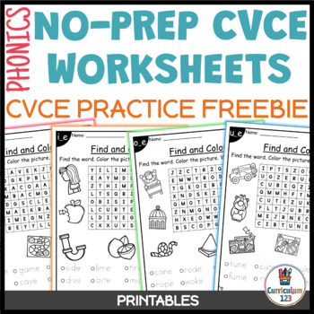 Preview of CVCE Worksheets Printable Freebie Word Search Phonics