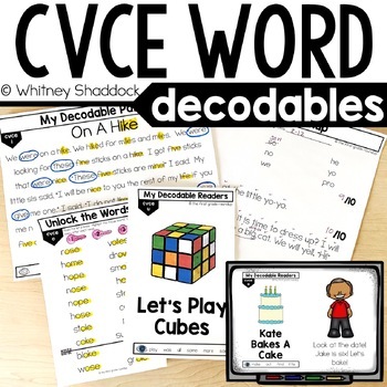 Preview of CVCe Reading Passages and Decodable Readers for CVCe Words - First Grade BUNDLE