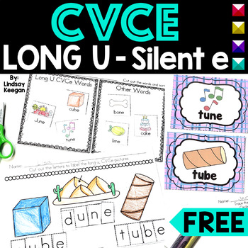 Preview of CVCe Worksheets Long U FREE Silent E Phonics Activities