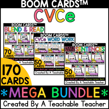 Preview of CVCe Boom Cards™️ Bundle for Long Vowel CVCe Practice Digital Resource