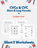 CVCe & CVC Short & Long Vowels: o | Silent E | 4 worksheets