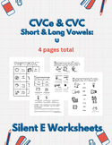 CVCe & CVC Short & Long Vowels: u | Silent E | 4 worksheets