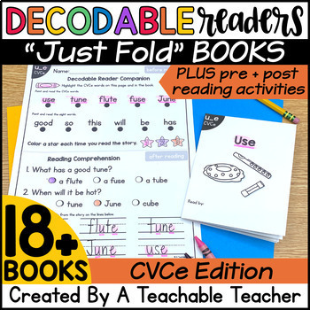 Preview of Silent E Decodable Readers Books CVCe Words Long Vowel Decodables Worksheets