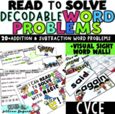 CVCe Decodable Word Problems + Visual Sight Word Cards!