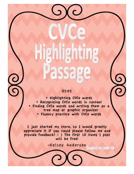 Preview of CVCe Highlighting Passage~ Magic E Words Reading Passage