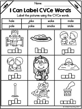 CVCe: Label the CVCe Words No Prep Packet by United Teaching | TpT