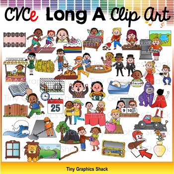 Preview of CVCe Long A Clip Art Bundle