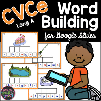 Preview of CVCe - Long A - FREE Phonics Word Building for Google Slides