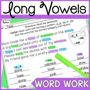 Preview of CVCe Long Vowel & Vowel Team Phonics Word Work Worksheets 