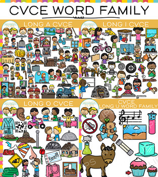 Preview of CVCe Long Vowel Clip Art Bundle - Volume Two {Word Family Clip Art}