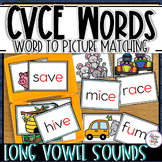 CVCe Long Vowel Words and Picture Matching Activity - Task Cards