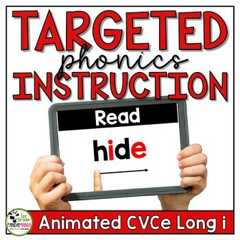 Preview of CVCe Long i Phonics Instruction & Centers PowerPoints & Videos SOR Aligned